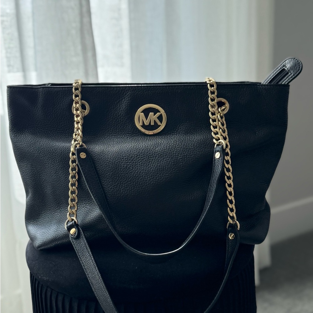 Michael Kors Black and Gold Structured Tote